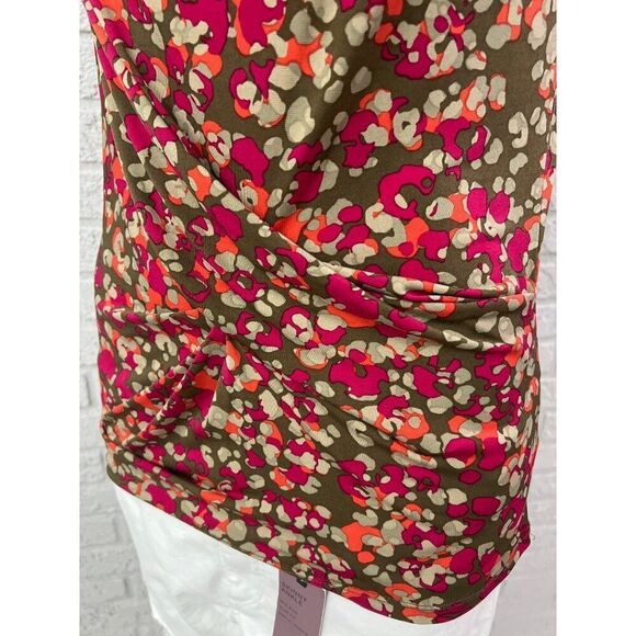 Michael Kors Women Multicolored Draped Neck Ruched Sleeveless Top Size S - Picture 8 of 11